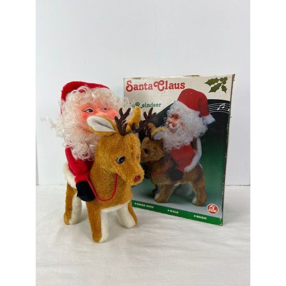 Funny Toys Co Musical Santa Claus On Reindeer RARE in Original Box Light & Sound - Picture 1 of 10